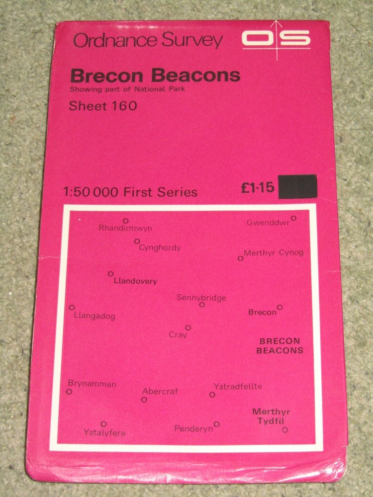 OS Ordnance Survey Landranger Map Sheet 160 Brecon Beacons – 1974