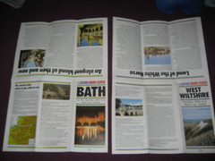 Bath, West Wiltshire, 2 x mini-guide leaftets, map, tourist info, 1980s vintage