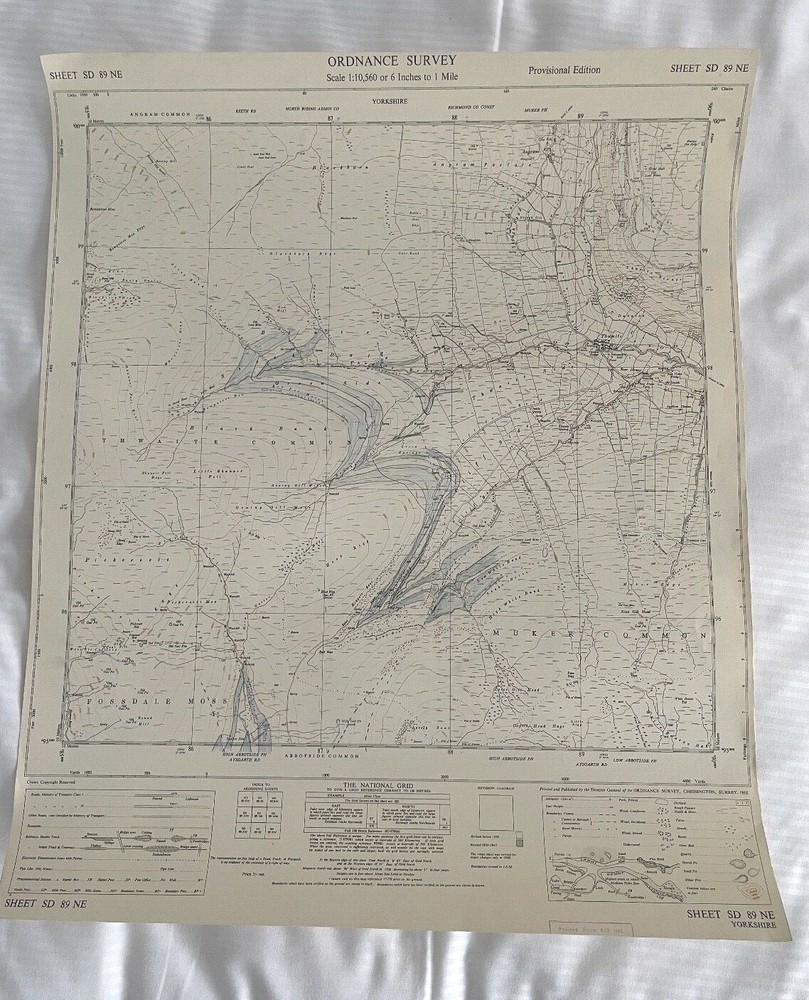 OS, 6 Inch to 1 Mile Map, sheet SD 89 NE, Yorkshire, Thwaite area, 1957