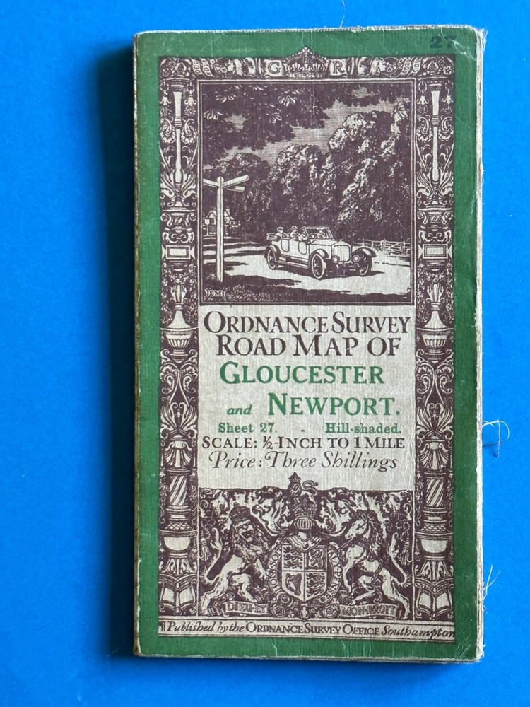 Vintage Ordnance Survey Half Inch Cloth Map, Gloucester & Newport, 27, 1914