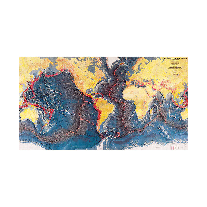 Seismicity of The Earth 1960-1980 Map Educational Geological Poster A1 A2