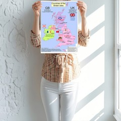 A1 A2 UK Map Great Britain Geographical Wall Poster Print Studio Decoration