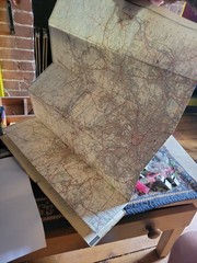 Vintage Road Map Of England Manchester Stockport Oldham Middleton Stretford