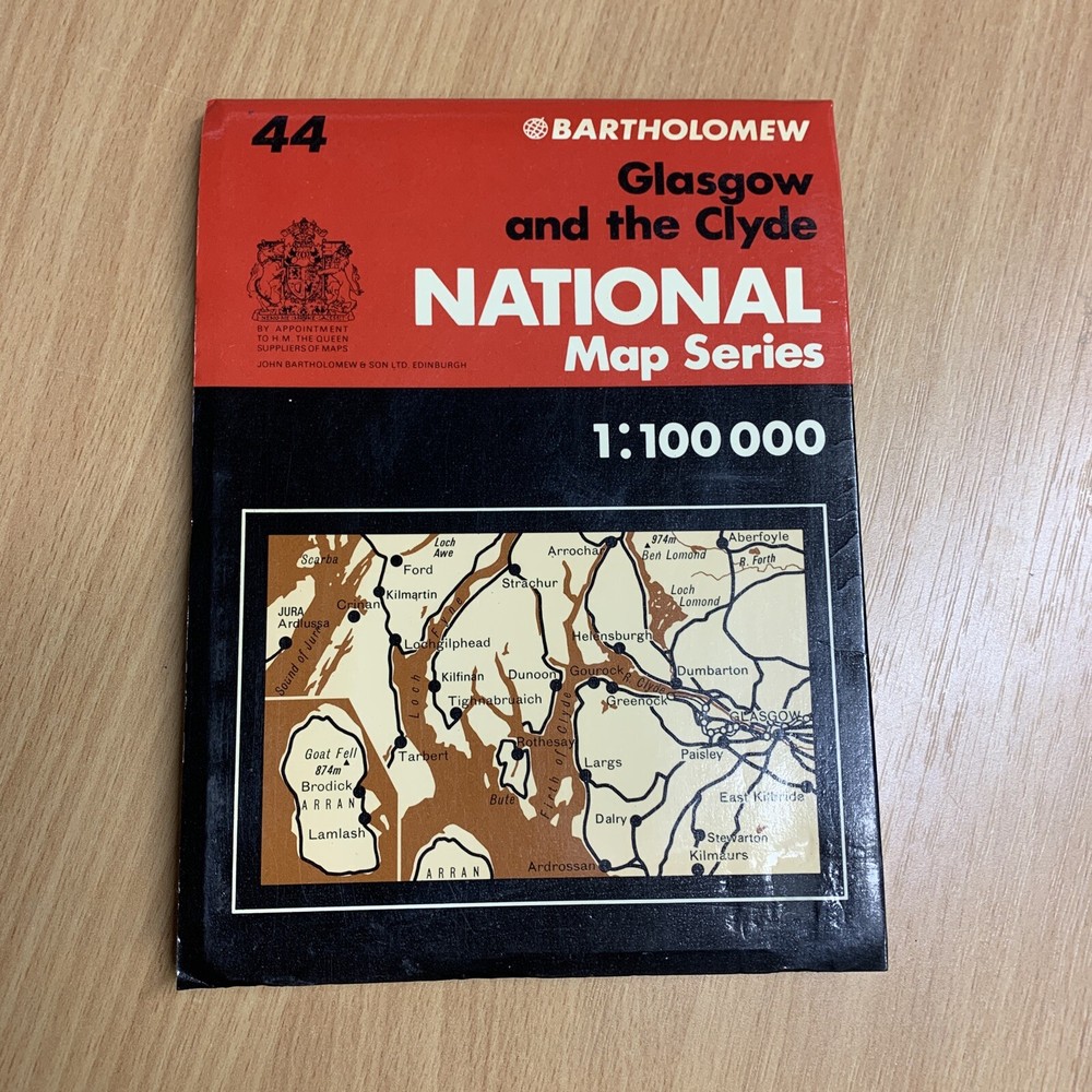 GLASGOW & THE CLYDE – Bartholomew National Map Series No 44 – 1977
