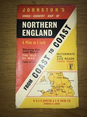 Vintage Johnston’s Cross Country Map Northern England 6 Miles To 1 Inch
