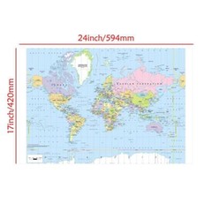 World Map Atlas Geography Political Poster Print Sizes A1 A2