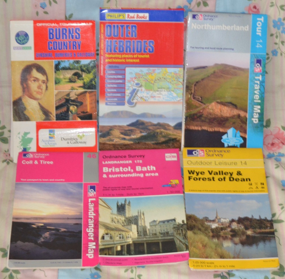 OS & Philip’s Maps, Northumberland, Outer Hebrides etc Ordnance Survey Maps x 6