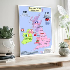 A1 A2 UK Map Great Britain Geographical Wall Poster Print Studio Decoration