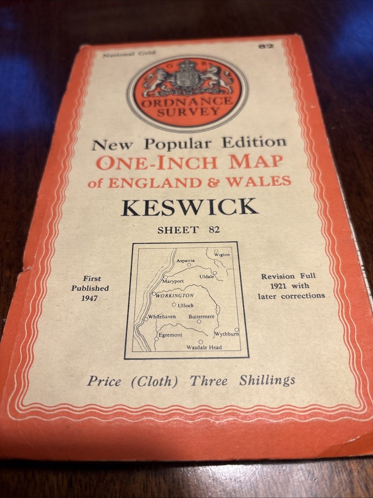 1947 Ordnance Survey Keswick Sheet 82 One Inch Map Lake District