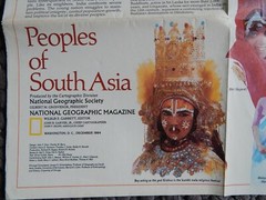 PEOPLES OF SOUTH ASIA & MAP ,NATIONAL GEORAPHIC MAGAZINE DOUBLE SIDED 1984