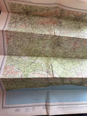 Bartholomew Sussex Cloth Folding Half Inch Contoured Vintage Map 1963