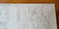 VINTAGE 1904 ORDNANCE SURVEY ROLLED MAP LITTLE FINBOROUGH 102CM X 71.5CM
