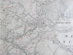 VINTAGE OS MAP OF MIDHURST AREA SUSSEX 1913 EDITION – SIX INCHES TO ONE MILE