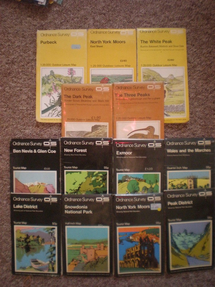 BLACK TOURIST EXMOOR BEN NEVIS LAKES PEAK ORDNANCE SURVEY MAPS, Explorer, 1970’s