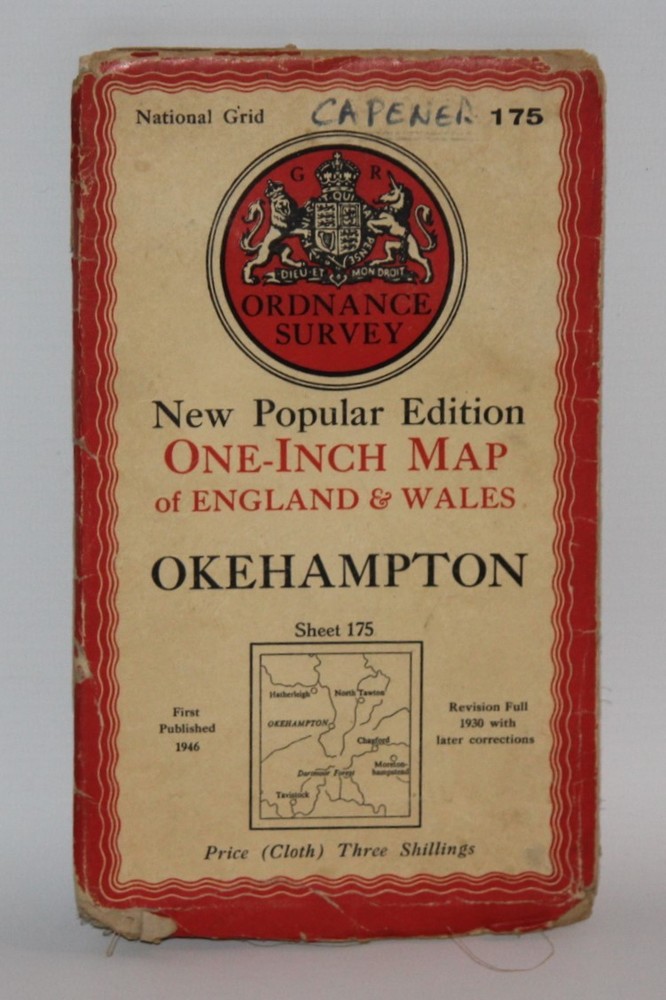 Ordnance Survey – One Inch Cloth Map – Okehampton – Sheet 175 – 1946