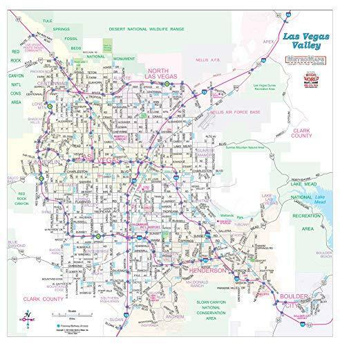 Las Vegas Valley Arterial Streets Wall Map Dry Erase Laminated