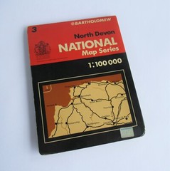 Vintage Bartholomew National Map Series North Devon (No. 3) 1:100,000 Scale 1975