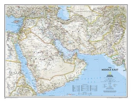 AFGHANISTAN, PAKISTAN, AND THE MIDDLE EAST WALL MAP By National Geographic Maps