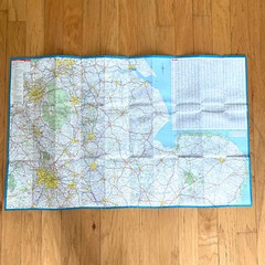 1971 Large ESSO Road Map Midlands & East Anglia Vintage Historic Old British Map