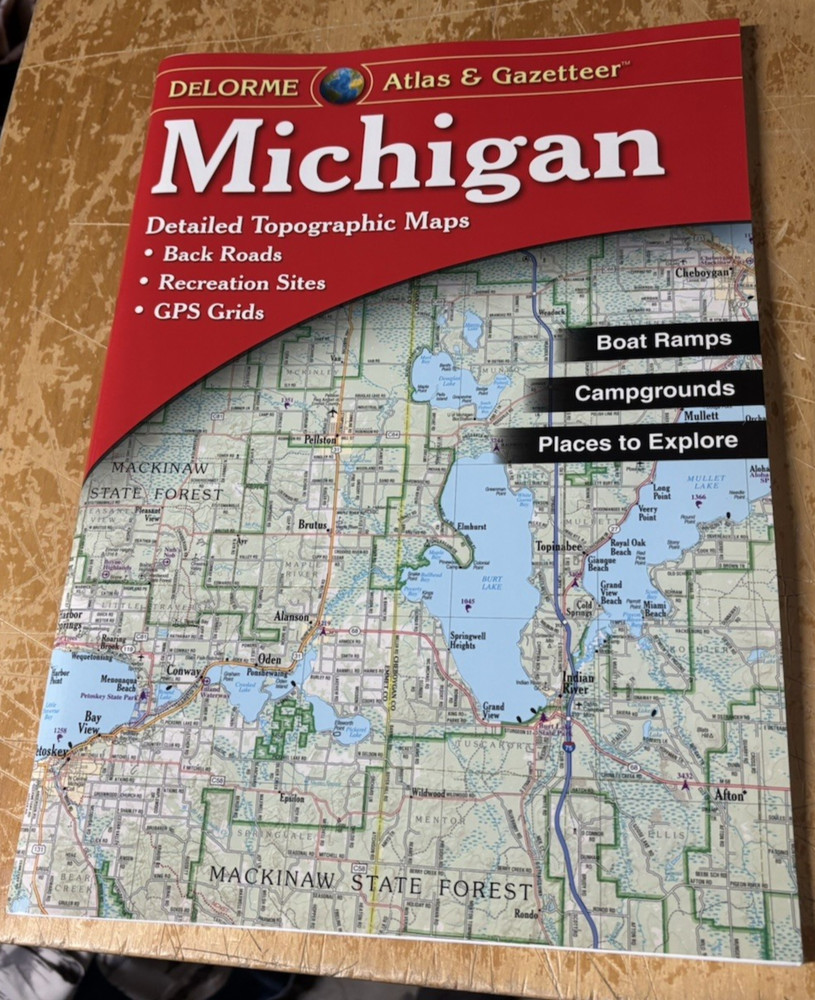 MICHIGAN Delorme Atlas & Gazetteer Map Book Topo Back Roads GPS Recreation