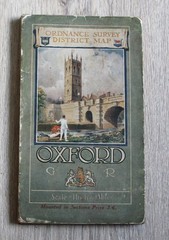 Vintage 1921 Ordnance Survey District Map OXFORD Cloth Backed Map 1 inch 1 mile