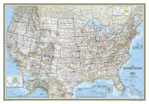 NATIONAL GEOGRAPHIC: UNITED STATES CLASSIC WALL MAP (43.5 **BRAND NEW**