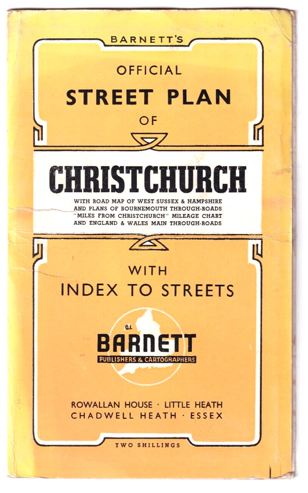 CHRISTCHURCH & Surrounding Area – Barnett’s Street Plan (vintage)