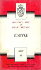 Ordnance Survey One-Inch Map KINTYRE – 1960 Special Library Edition Laminated