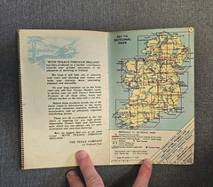 Original Vintage Antique With Texaco Through Ireland Road Map Folding Map Keady