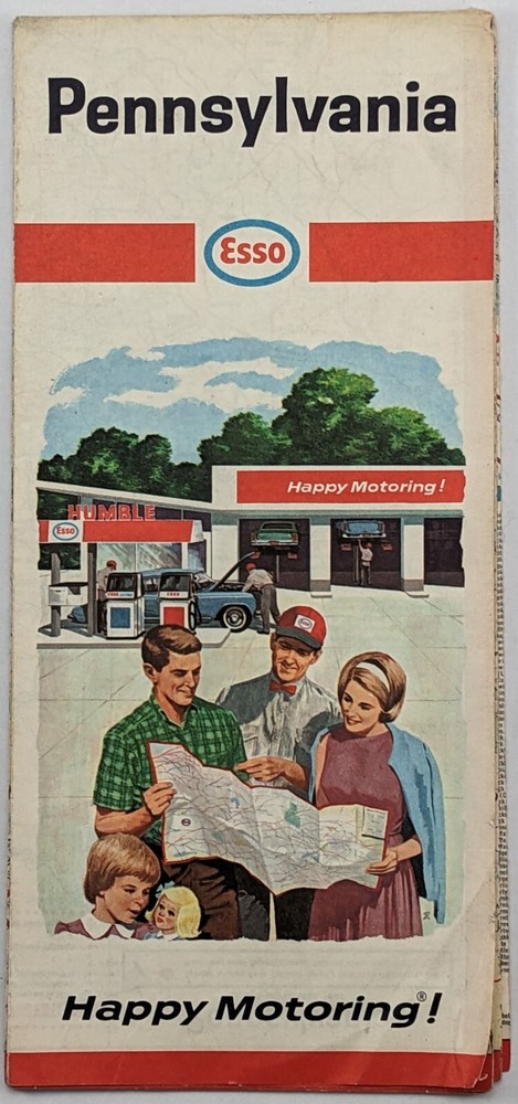 Vintage Esso Drivers Map Of Pennsylvania, c 1965 – Puts a Tiger In Your Tank