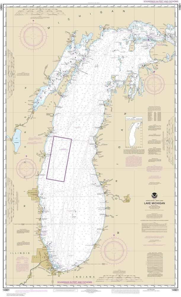 Lake Michigan (Mercator Projection) | Waterproof NOAA Chart 14901