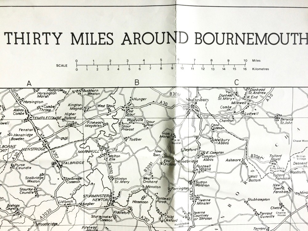 Vintage 1977 Bournmouth Map 78cm x 62cm Bright and Clear Looks Great