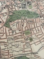 FRAMED. Rare Old Map of Edinburgh Bartholomew’s Pocket Plan, 1921. 12x16cm.