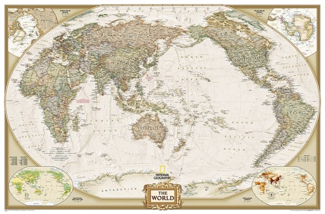 World Executive, Pacific Centered, by National Geographic Maps SHEET MAP