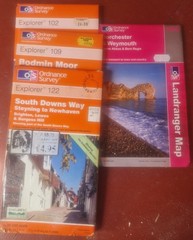 Ordinance Survey maps, vintage job lot 4 pcs Explorer 102 109 122 Landranger 194