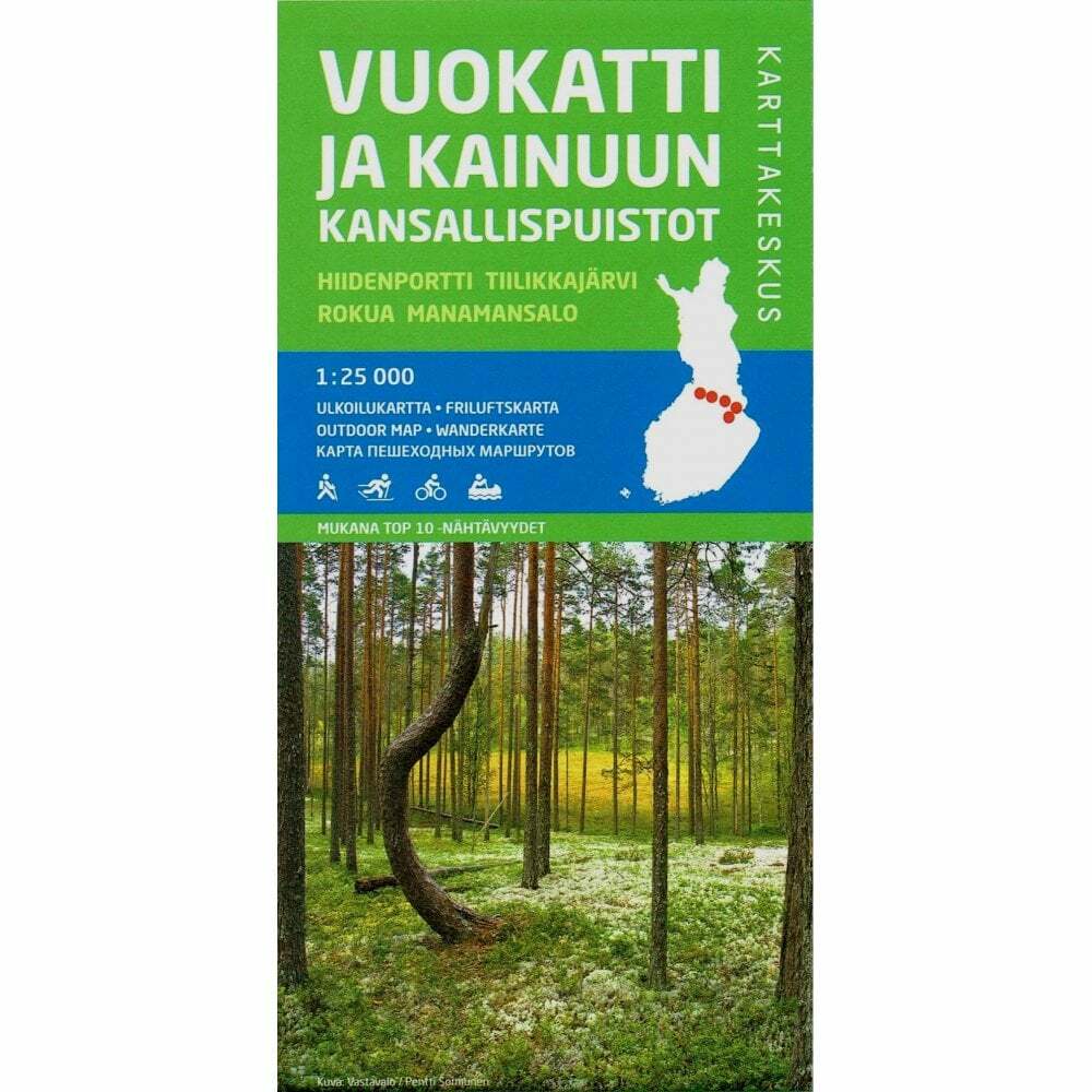 Finland Vuokatti and natural parks of Kainuu Map hiking cycling skiing 40% SALE