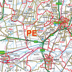 (G10) Map of Peterborough PE Postcode Sectors, Poster of Peterborough Postcodes