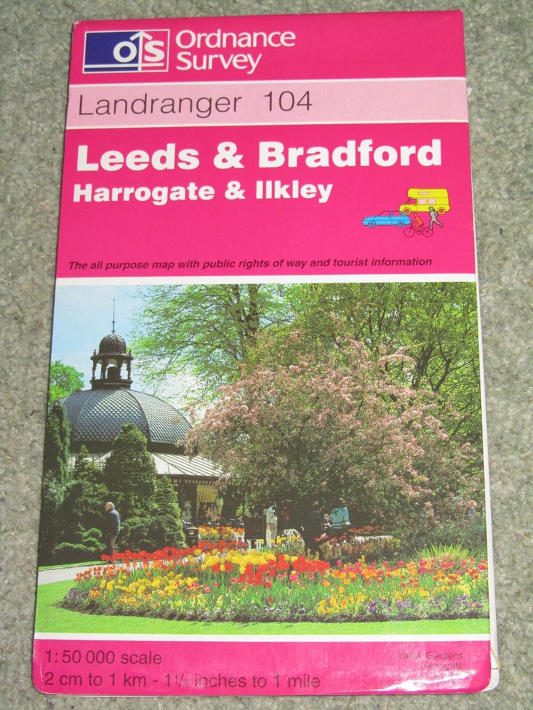 OS Ordnance Survey Landranger Map Sheet 104 Leeds & Bradford – 1998