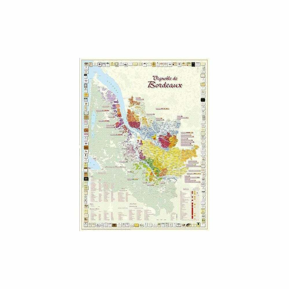 Bordeaux Vineyards and Wines Wall / Poster Map