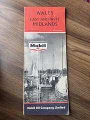 4 x Vintage Mobil Oil Fold Up Maps Midlands Scotland Ireland England Bundle