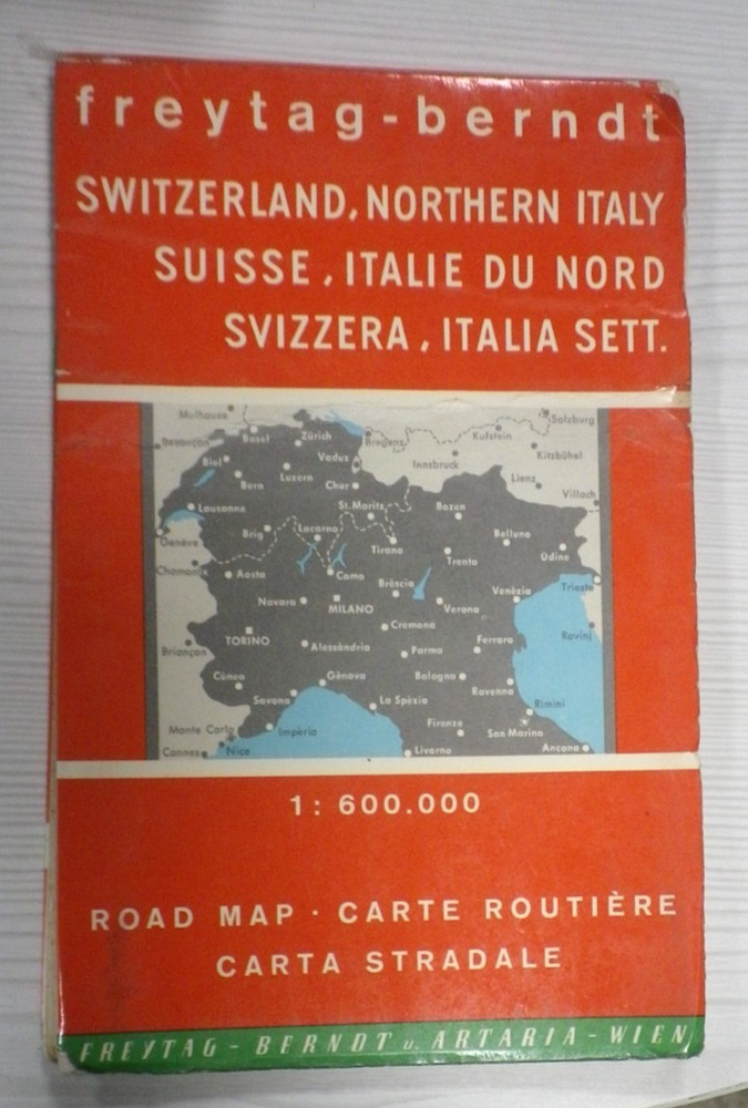 Folding Road Map of Switzerland and Northern Italy – Scale 1:600,000