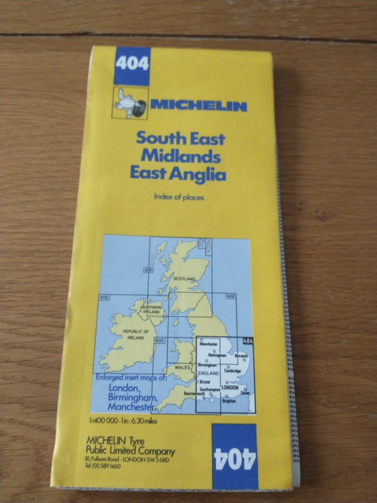England: Michelin Regional Map 404 South East, Midlands E Anglia 1:400,000, 1984