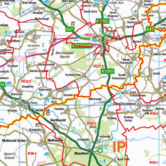 (G10) Map of Peterborough PE Postcode Sectors, Poster of Peterborough Postcodes
