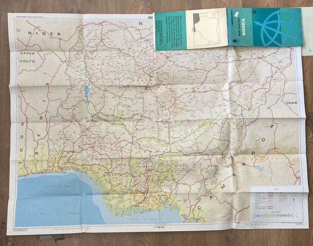 World Travel Map Nigeria ~ Bartholomew World Travel Series