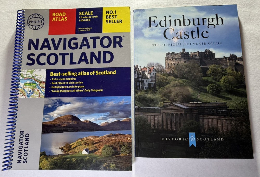 Scotland Travel Bundle Road Atlas + Edinburgh Castle Guide Map Book Set