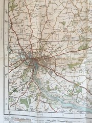 1933 Ordnance Survey One Inch Contoured Road Cloth Map 87 Ipswich (inc Aldeburgh