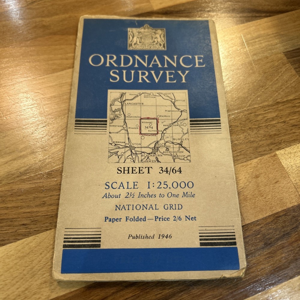 BOWLAND FOREST River Loud Ordnance Survey Sheet 34/64 1:25000 1946 National Grid