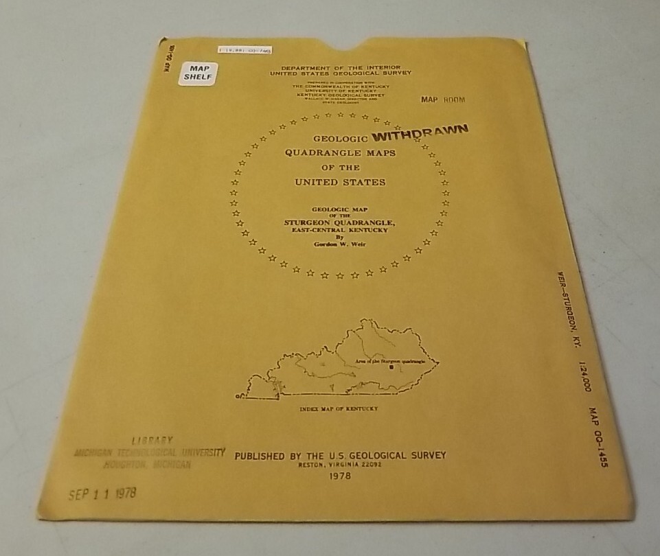 USGS Geologic Folding Map Sturgeon Quadrangle, East-Central Kentucky w/Sleeve