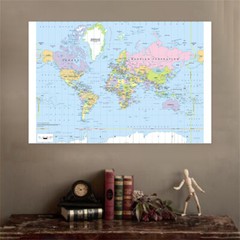 World Map Atlas Geography Political Poster Print Sizes A1 A2