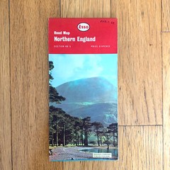 1965 Large ESSO Road Map of Northern England Historic Map incl Newcastle, York